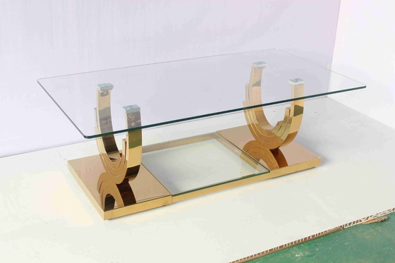 La base en forma de "U" del oro del Ti mesa de centro de 2 pedazos fijó los muebles caseros de la sala de estar