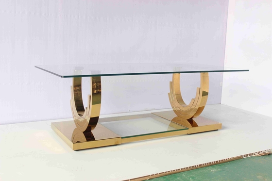 La base en forma de "U" del oro del Ti mesa de centro de 2 pedazos fijó los muebles caseros de la sala de estar