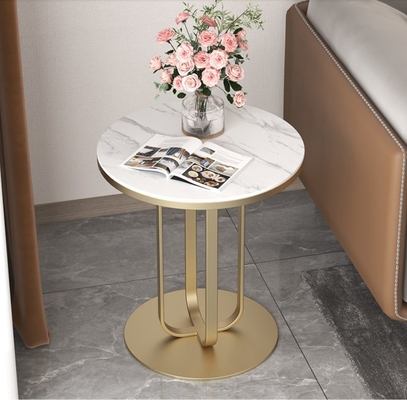 Tabla lateral elegante popular con uso de acero inoxidable de la familia del mármol del metal bajo
