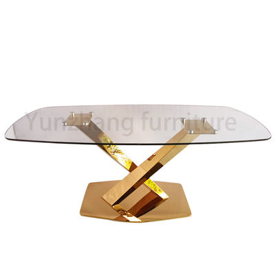 Buen precio Muebles caseros moderados claros de la base SS201 de la mesa de comedor superior de cristal rectangular del diseño en línea
