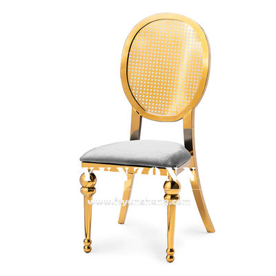 Buen precio Mercado de Oriente Medio Muebles de comedor Fiesta Banquete Silla de acero inoxidable sillas de boda de lujo doradas en línea