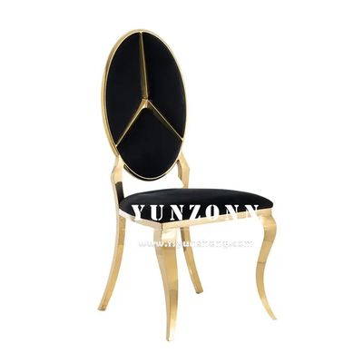 Buen precio Venta caliente de diseño de lujo Benz Muebles de comedor de espalda de oro silla de banquete de acero inoxidable para la fiesta de bodas del hotel en línea