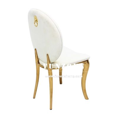 Buen precio Hoteles de lujo Silla de banquete Fiesta de bodas de oro Sala de estar de acero inoxidable Silla de comedor de terciopelo blanco en línea