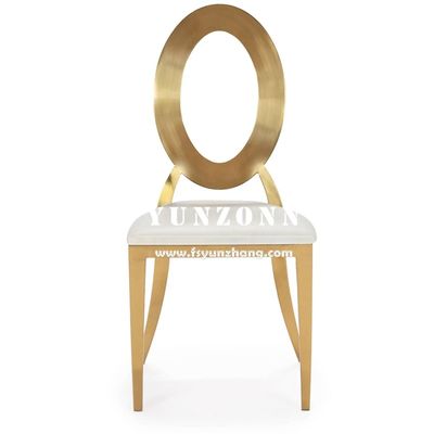Buen precio Silla de banquete dorada de acero inoxidable para comedor, diseño apilable, para hotel, boda, evento, fiesta, silla de acero en línea
