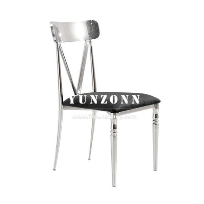 Buen precio Cama alta espalda silla de comedor de terciopelo negro de terciopelo piernas de acero inoxidable hotel evento comedor sillas de muebles SS en línea
