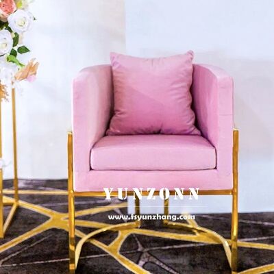 Buen precio Sofá moderno de un solo asiento silla de acero inoxidable dorado y colorido cojín de terciopelo para hoteles Salones Comedor y centros comerciales en línea