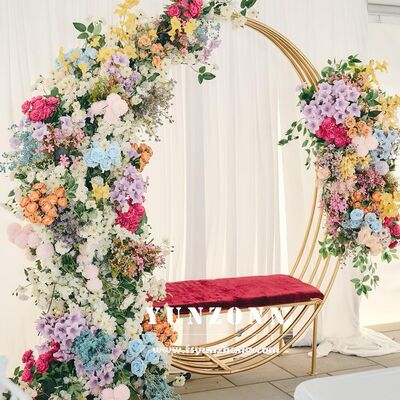 Buen precio Sofá con marco de acero inoxidable dorado, diseño circular para parejas, para bodas y comedores, sillas de comedor cómodas en línea