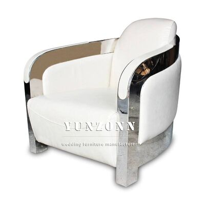 Buen precio Sofá único de estilo nórdico con cuero y marco de acero inoxidable para muebles del salón del hotel en línea