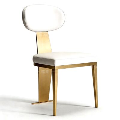 Buen precio Sillas de comedor doradas de acero inoxidable para bodas, tapizadas en cuero sintético, muebles para restaurantes en línea