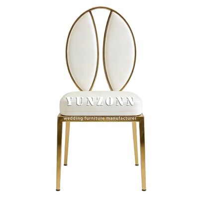 Buen precio Moderno lujo oro de acero inoxidable hotel comercial comedor de alta gama nuevo modelo silla de boda real fiesta de bodas eventos en línea