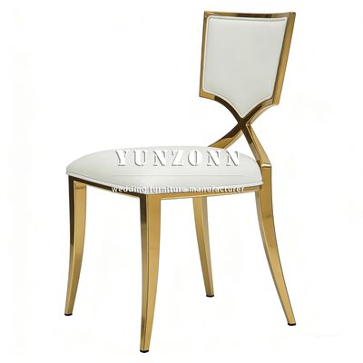 Buen precio Personaliza duradero moderno de lujo silla especial de diseño de tejido muebles de restaurante silla de bodas de acero inoxidable de oro en línea
