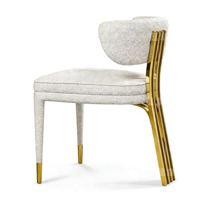Buen precio Hermosa silla diseño de moda sillas de boda de lujo hotel oro de acero inoxidable silla de comedor de metal en línea