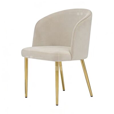 Buen precio Sillones de comedor de terciopelo nórdico modernos y elegantes Piernas de tubo de metal duradero Tejido de tejido tapizado Cojín comercial Salón de estar en línea