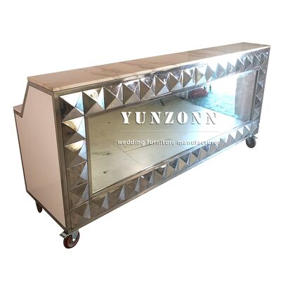 Buen precio Mostrador de barra de espejo de acero inoxidable con forma de media luna para fiestas de bodas para discotecas en línea