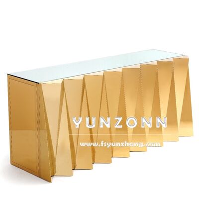 Buen precio Tabla de bodas plegable de acero inoxidable de lujo de oro con barra de borde para hoteles en línea