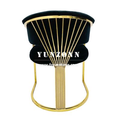Buen precio Silla de Acento Tapizada de Terciopelo Negro y Metal Dorado de Diseño Moderno para Sala de Estar, Comedor, Hotel en línea