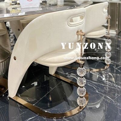 Buen precio Sillas de comedor decoradas con cristal de diseño nórdico, metal de lujo ligero para uso en bodas, hoteles y salas de estar en línea