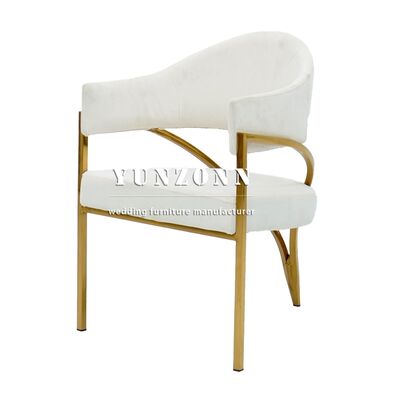 Buen precio Silla de comedor moderna de acero inoxidable dorado y cuero para bodas de lujo en fábrica china, hotel, restaurante y cafetería en línea