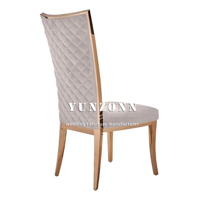Buen precio Sillones de comedor escandinavos nórdicos Piernas de acero inoxidable de oro Sala de comedor china Hogar Muebles SS Silla de espalda alta en línea