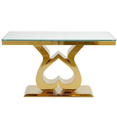 Buen precio Mobiliario para Eventos de Hotel Moderno y Económico, Fiesta, Novia, Novio, Acero Inoxidable Dorado, Tapa de Vidrio Templado, Rectangular, Villa de Bodas en línea