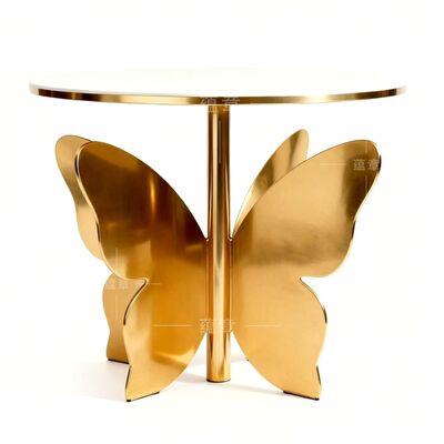 Buen precio 2026 Nuevo Diseño Mesa de Comedor Redonda Base Moderna de Lujo en Forma de Mariposa con Tapa de Cristal para Bodas en línea