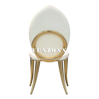 Buen precio Silla de comedor de lujo para fiestas y bodas de cuero PU dorado redondo, moderna para alquiler en hoteles y eventos en línea