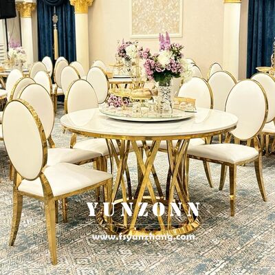Buen precio Mesa redonda moderna de acero inoxidable para bodas y eventos, venta al por mayor de fábrica de muebles YUNZONN en línea