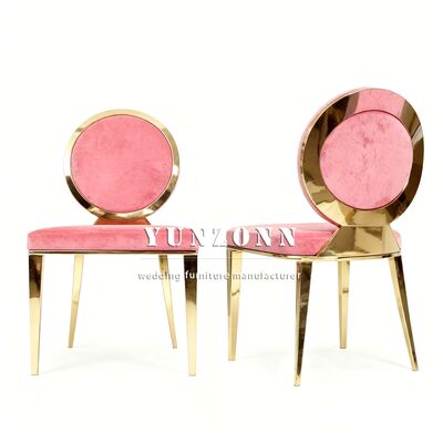Buen precio Silla apilable de acero inoxidable rosa y dorada para eventos, Silla de banquete de lujo dorada estilo Luis para bodas y eventos en línea