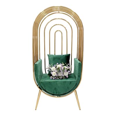 Buen precio Cajera de forma de oro trono de acero inoxidable rey boda silla de jaula de pájaro de oro para el evento de la boda banquete restaurante hotel en línea