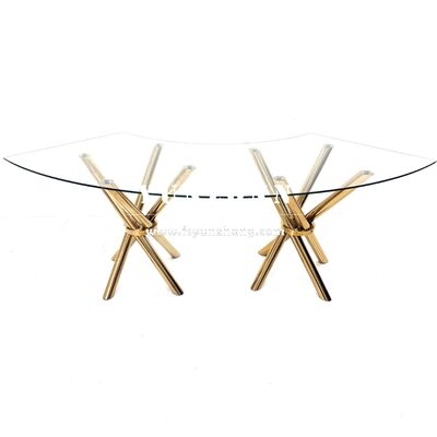 Buen precio Selección de múltiples formas círculo rectángulo elíptico serpentina mesa de comedor de acero inoxidable base mesas de boda en venta en línea