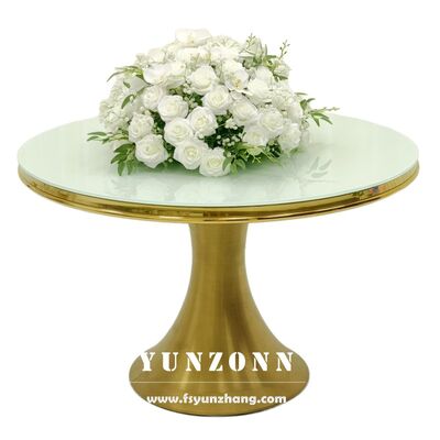 Buen precio Nueva llegada diseño de lujo oro de acero inoxidable boda mesa redonda de comedor para el evento utilizado en línea