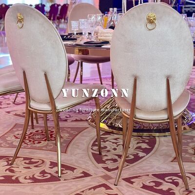 Buen precio Silla de boda de terciopelo dorado de acero inoxidable con buena calidad y león real en línea