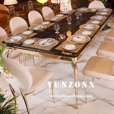Buen precio Mesa de comedor de mármol elegante y formal hecha a medida por Furnistyle, juego de mesa de comedor de lujo moderno, muebles para bodas en línea