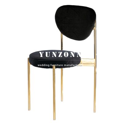 Buen precio Muebles de hotel Luxury Gold silla de comedor de acero inoxidable de espalda alta evento boda silla de comedor en línea