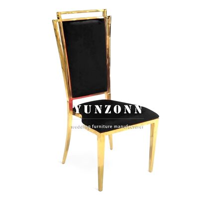 Buen precio Silla de comedor dorada de metal, cuadrada, para banquetes, perfecta y a buen precio, para eventos de bodas en línea