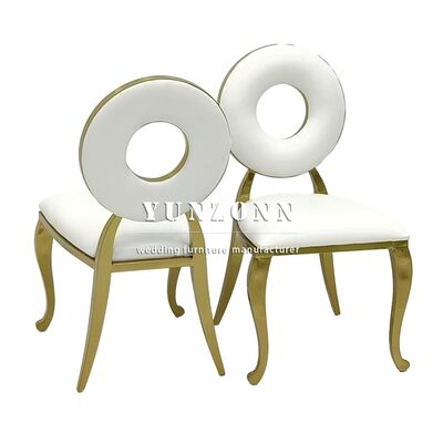 Buen precio Nuevo diseño Donut Oro Hotel de lujo Banquete de boda Veludo sillas de comedor de acero inoxidable en línea