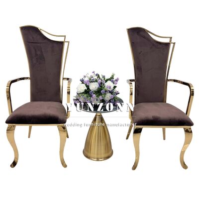 Buen precio Elegante Silla de Trono de Acero Inoxidable para Bodas y Banquetes con Reposabrazos para Novios en línea