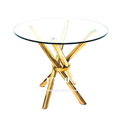 Buen precio Patas de mesa de acero inoxidable de alta venta y tapas de mesa de vidrio para mesas de eventos de bodas en línea