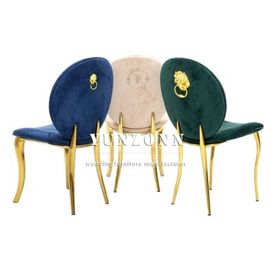 Silla de lujo de acero inoxidable con respaldo de terciopelo para bodas y fiestas en Dubai, estilo Rey León
