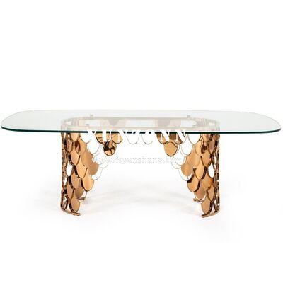 Buen precio Mesa de centro moderna de lujo con tapa de vidrio y acero inoxidable, decoración de bodas de nuevo estilo para uso en comedores exteriores de hoteles en línea