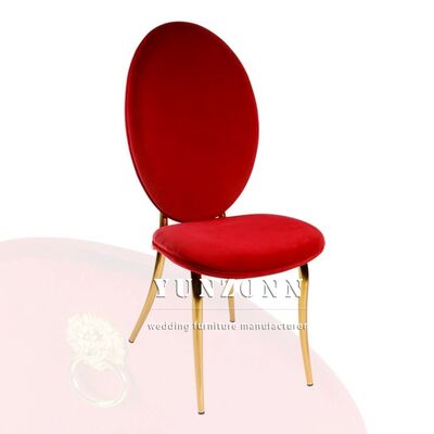 Buen precio Silla de boda de lujo para vestíbulo de hotel Red Velvet, silla desmontable de acero inoxidable para eventos de fiesta en alquiler en línea