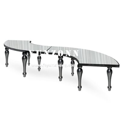 Buen precio Mesa de comedor de acero inoxidable con marco dorado/blanco/negro, forma de semicírculo, para bodas, banquetes, centros de mesa, sala de estar, muebles de hotel en línea