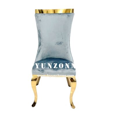 Buen precio Moderno elegante espalda alta lujo tapizado restaurante silla de comedor con acero inoxidable gris terciopelo Silla Comedor en línea