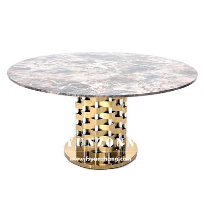 Buen precio Luxury Exquisite Carrara Mesa de comedor de mármol de acero inoxidable Aplicación para eventos en el hogar o en hoteles en línea