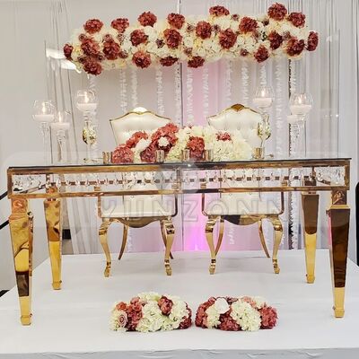 Buen precio Mesas de comedor cuadradas de lujo con estructura de acero inoxidable y decoración de cristal para bodas y hoteles - para eventos elegantes en línea