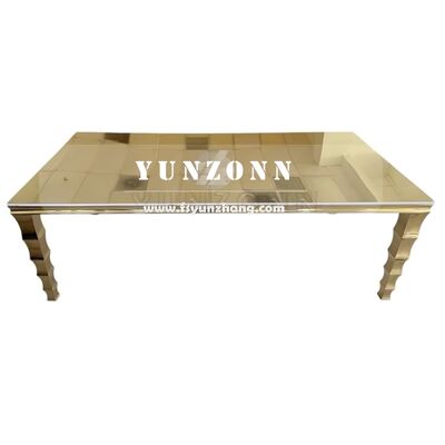 Buen precio Mesa Rectangular de Lujo para Salón de Banquetes, Mesa Larga de Comedor Washington Gold Deco, Muebles de Cristal y Metal para Eventos y Hoteles en línea