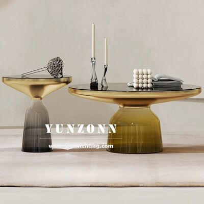 Buen precio Nordic Luxury Simple Design Mesa lateral redonda de vidrio Muebles de salón modernos para el hogar y el hotel para comidas y bodas en línea