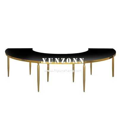 Buen precio Luxury Modern Gable Gold Wave Table Round Hotel de acero inoxidable muebles para comidas y eventos al aire libre bodas Hoteles de media luna en línea