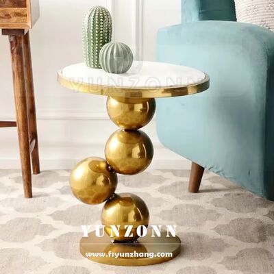 Buen precio Mesa Auxiliar y Mesa Consola Moderna de Metal Dorado con Diseño de Esfera Personalizable para Sala de Estar o Dormitorio en línea