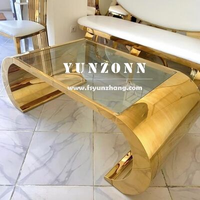 Buen precio Mesa de centro ovalada para sala de estar de acero inoxidable con espejo dorado, diseño elegante y contemporáneo en línea